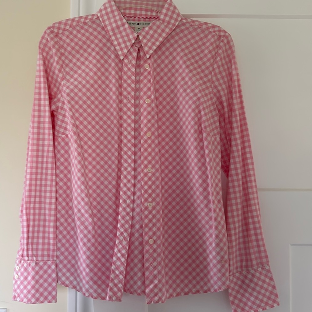 Tommy Hilfiger pink white cotton check shirt Meduim